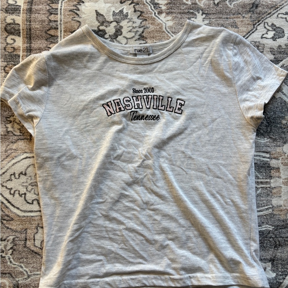 Rue21 Gray and Pink Nashville Graphic Baby Tee